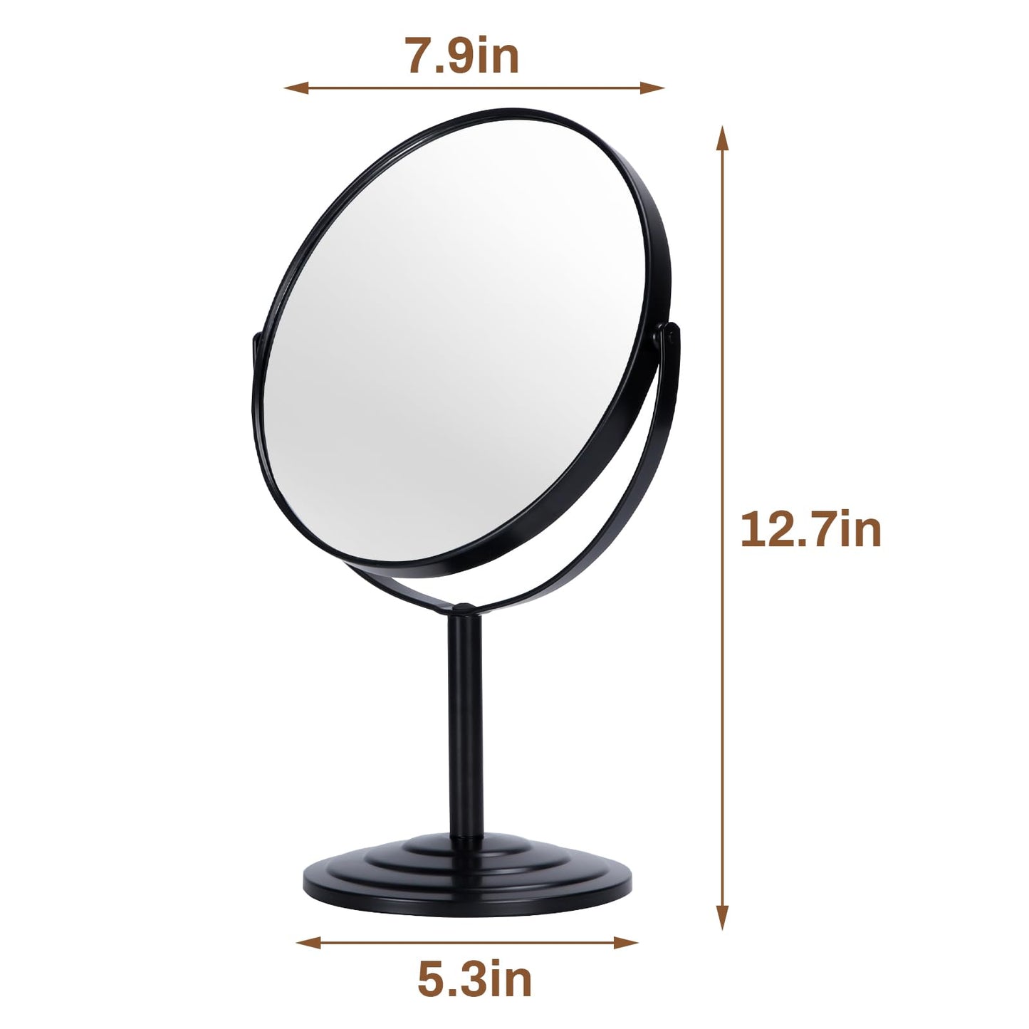 Wtrgas 1X 3X Magnifying Makeup Mirror Vanity Mirror for Tabletop Desk, Black Standing Bathroom Cosmetic Mirror, Portable Double Sided Magnification Mirror