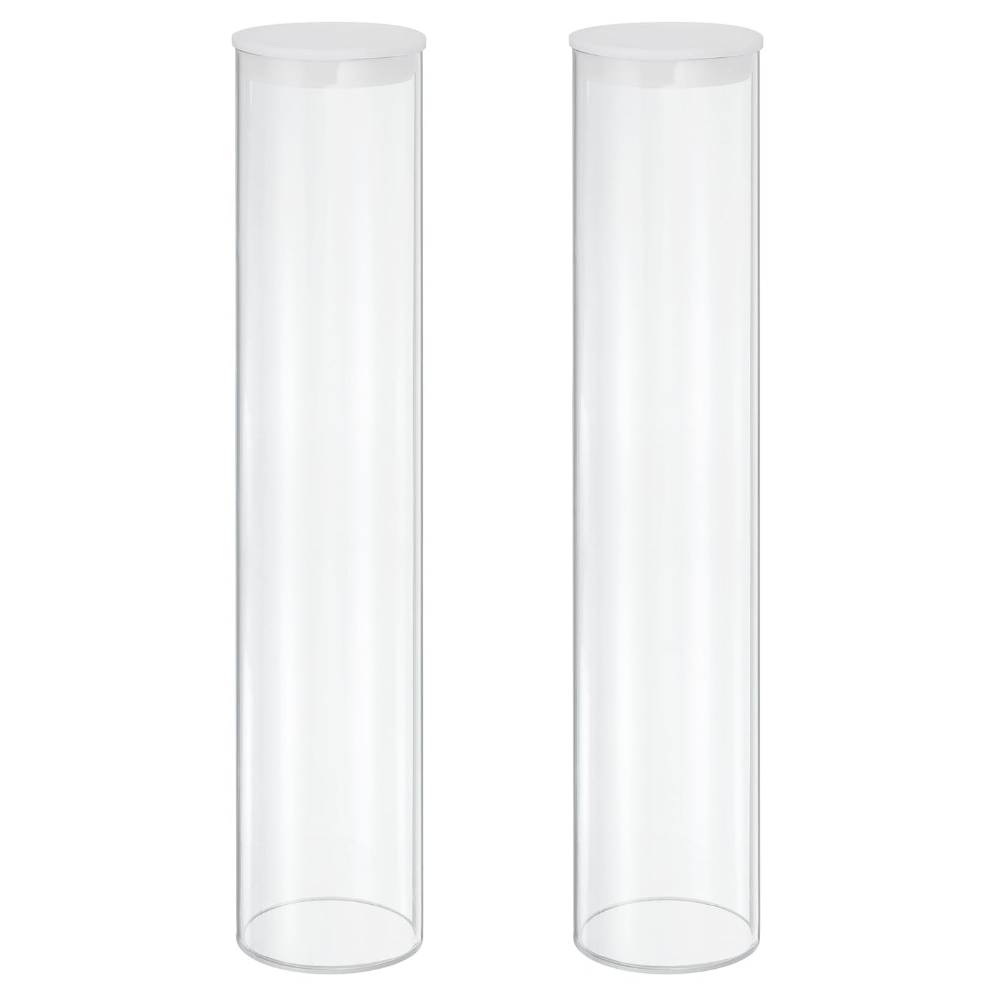 MECCANIXITY Transparent Plastic Storage Tubes, 2 3/4" x 14"(70x350mm) Polycarbonate Clear Rigid Round Storage Tubing with Black Lid, 2 Set