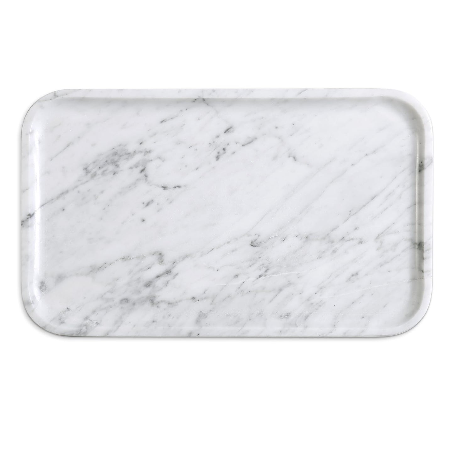 Yew & Tulip 14" x 8.5" Natural Marble Tray for Kitchen, Bathroom, Living Room – Serving/Decorative Vanity Tray for Jewelry, Candles, Decor (Carrara White)