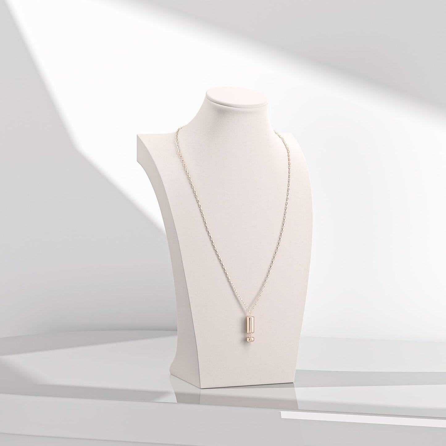 KunGe Necklace Bust Display Stand, Necklace Holder, Pendant Chain Necklace Organizer for Women (Beige Velvet, L 1PCS)