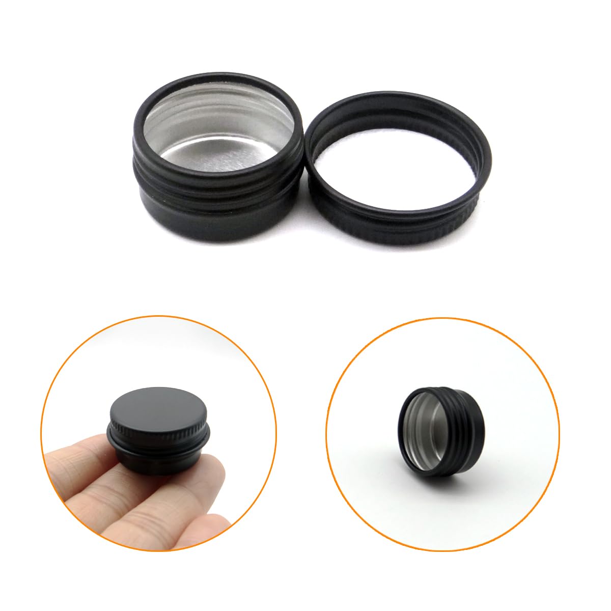 Wopanxye 30 pack 5 ml Black Lip Balm Tin Cans, 5g Mini Aluminum Makeup Sample Containers with Screw Lid, Empty Metal Tins Pot Storage Travel Jars for Cosmetic, Cream, Candle, Tea, 5 Gram Small Tins