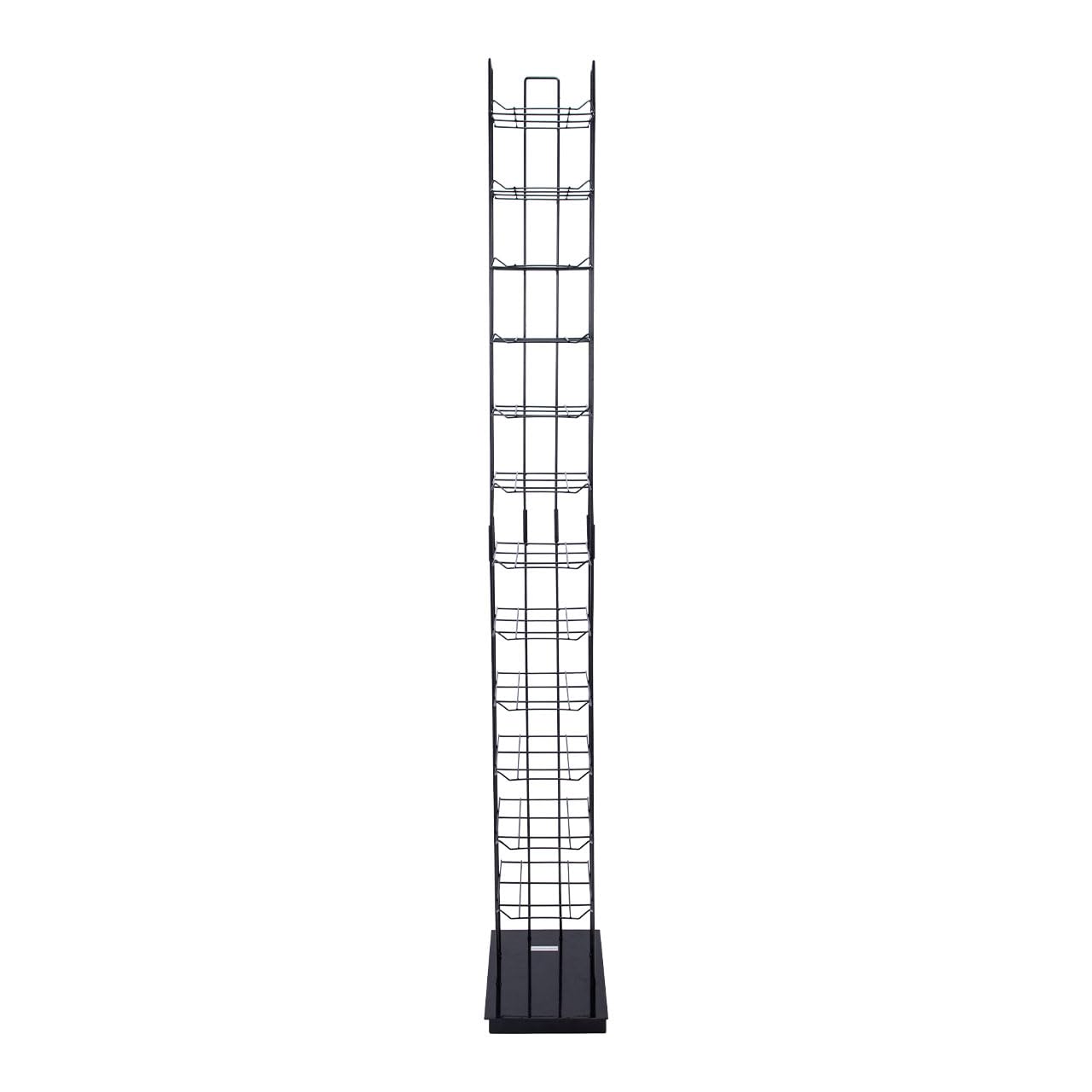 SSWBasics Black Floor Standing Ball Cap Rack and Hat Display Rack - Retail Hat Organizer Stand - 78" H x 10" W x 15½”D - Holds Up to 72 Caps Vertically