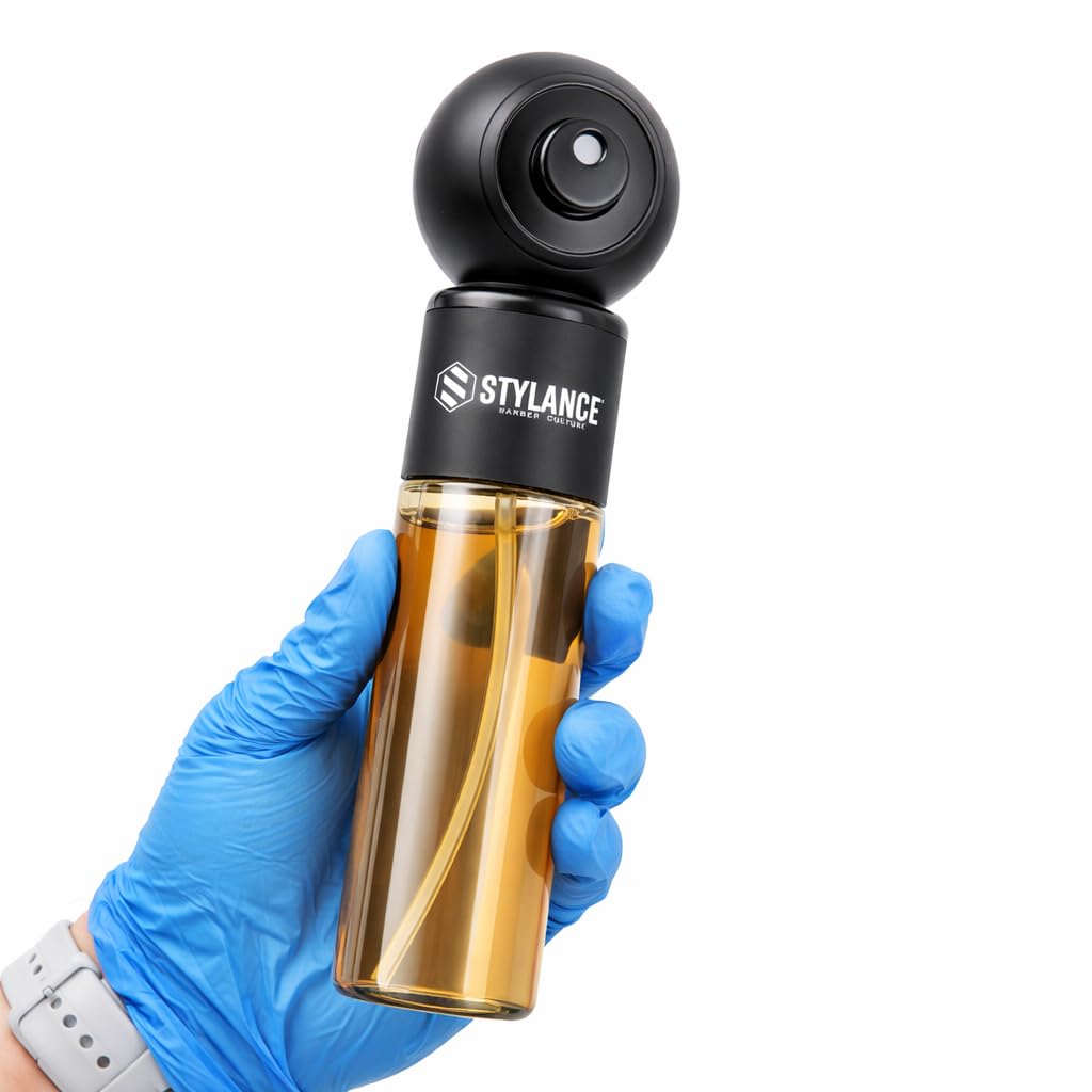 STYLANCE Electric Barber Spray Bottle – Professional Rechargeable Fine Mist Sprayer for Hair Stylists, Salon & Barber Shop, Continuous Nano Atomizer, Matte Black Refillable Design- 120ML