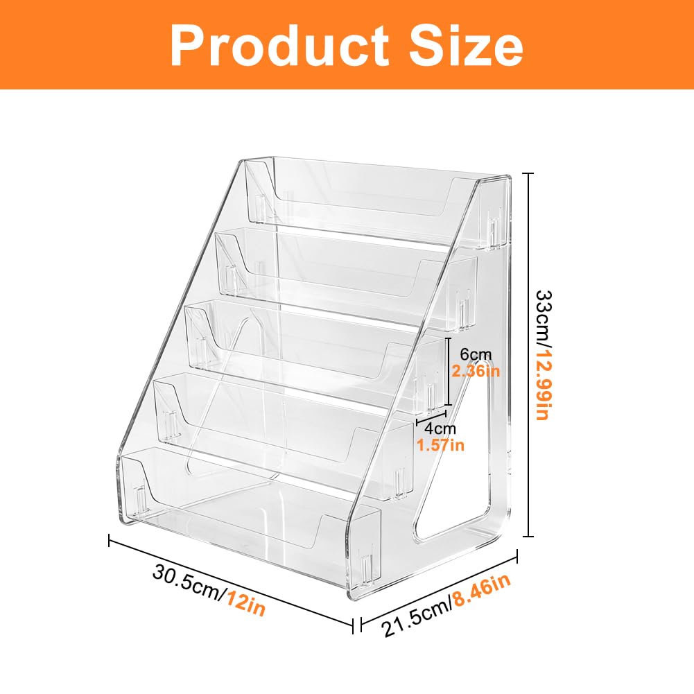 VKAXRMZTP 5-Tier Clear Acrylic Cookie Display Stand, Rectangular Shelves, Clear Tiered Dessert Stand for Bakers Vendors, Professional Display Riser for Cookies, Cupcakes, Muffins & Pastries
