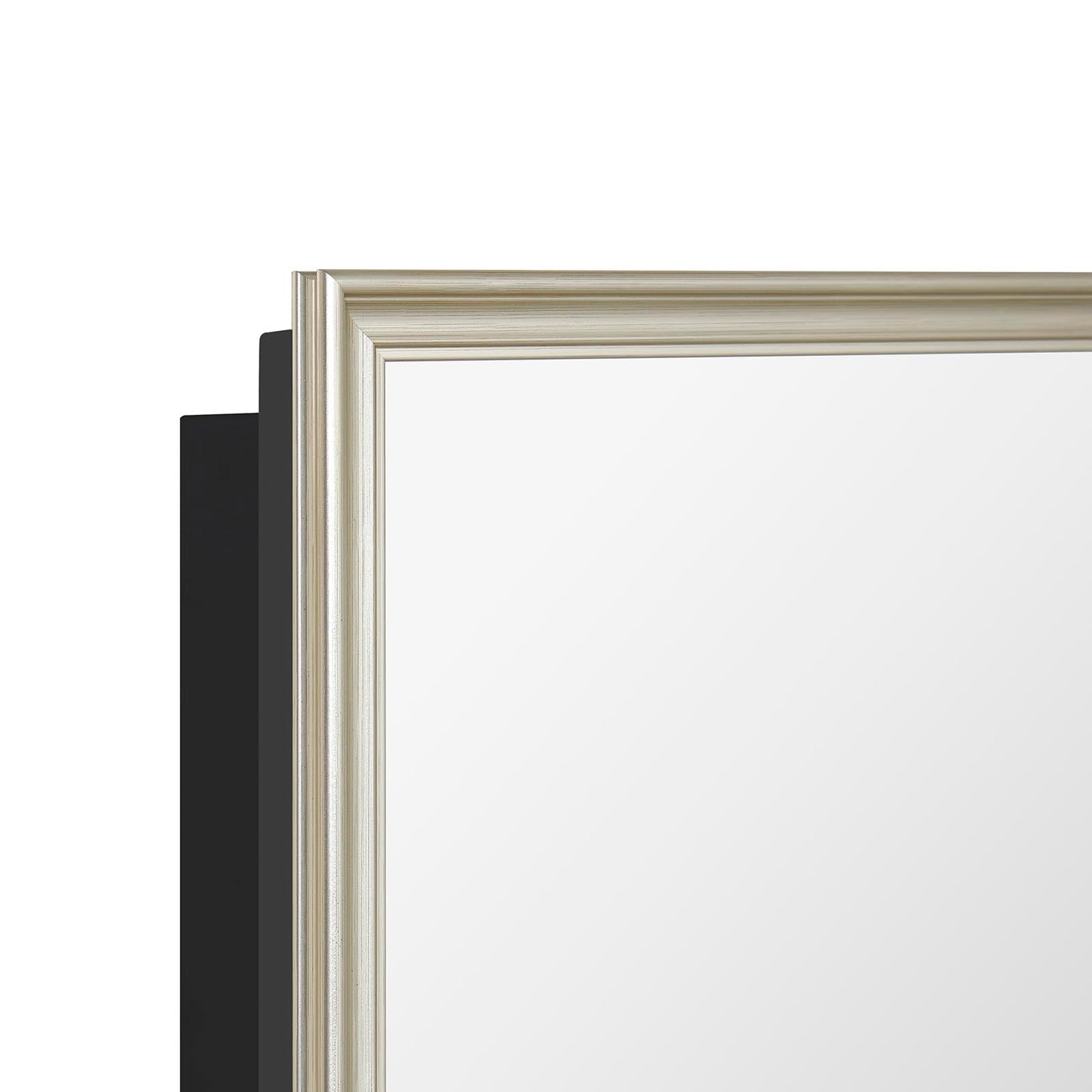 IDYLLOR Black Medicine Cabinet with 16x36 Inch Gold Frame Mirrored Door, Wall Mounted Storage, Recessed or Surface Mount, 4 Adjustable Glass Shelves, Vanity Organizer for Bathroom, Bedroom, Hallway