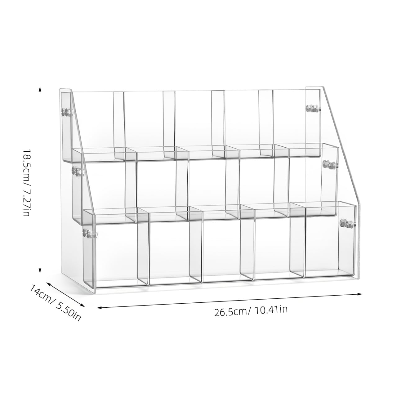 STOBAZA Pen Holder Display Stand 3-Tier Acrylic Marker Organizer with 15 Slots Clear Pencil and Art Supply Storage for Office Desk and School 10.43 X 7.28 X 5.51 Inches