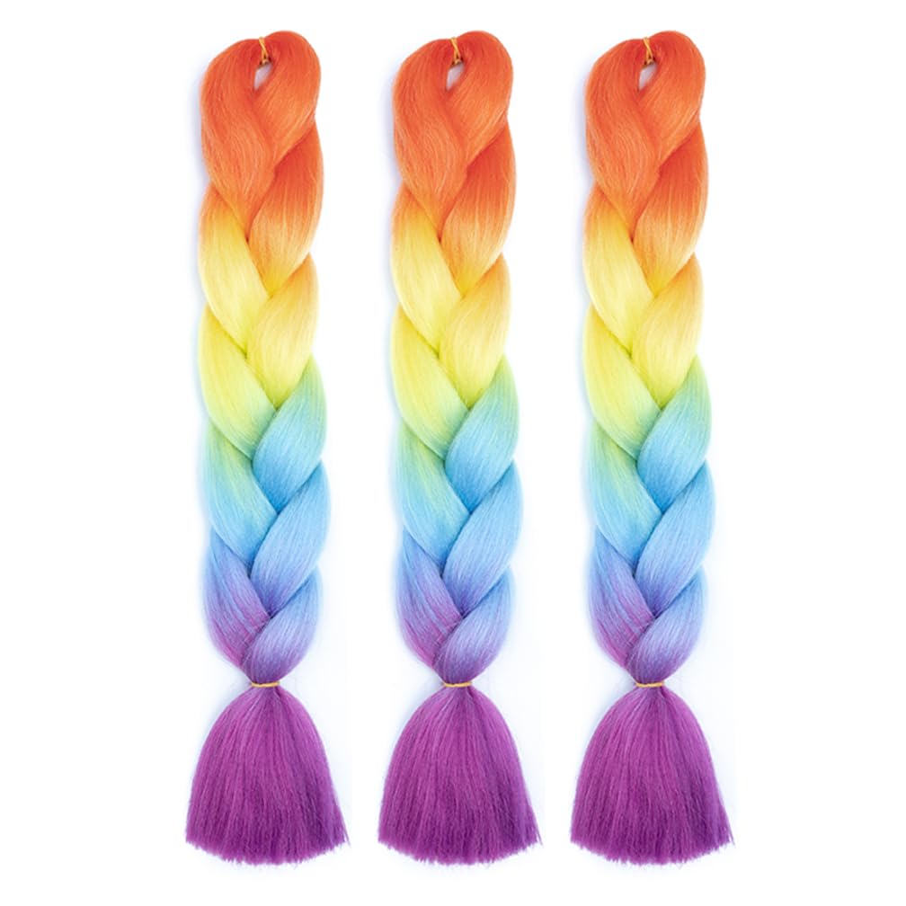 Braiding Hair 24 Inch Braid Hair Extensions Hot Water Setting High Temperature Synthetic Fiber(D4-3Packs)