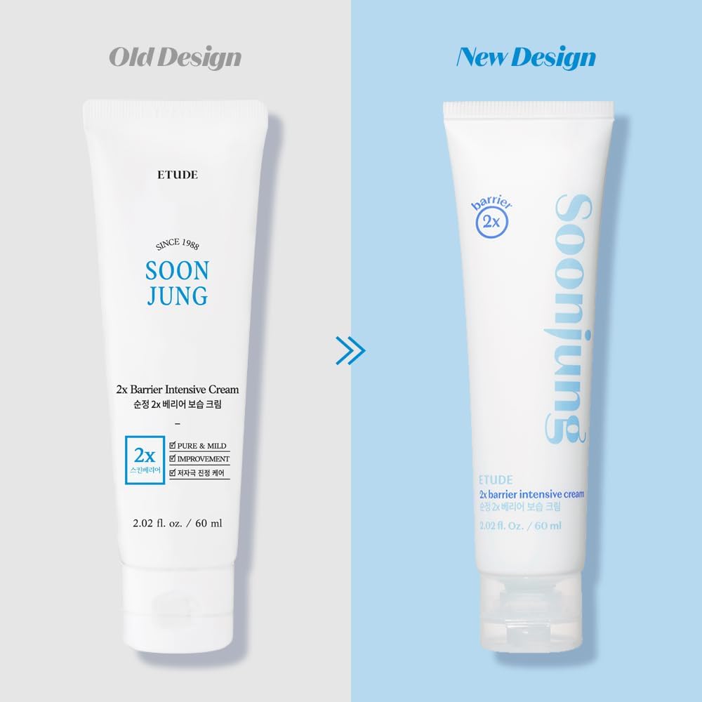 ETUDE SoonJung 2x Barrier Intensive Cream Light Texture | Vegan Korean Face Moisturizer for Sensitive Skin, Day & Night Cream, Barrier Cream with Panthenol (2.02 fl oz)