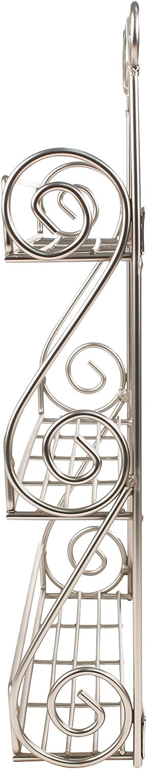FitWell Scroll Wall Mount Spice Rack, 3-Tier, Traditional Spice Rack Cabinet & Kitchen, Beauty & Nail Polish Organizer for Bathroom, Scroll Wall-Mounted (Satin Nickel)