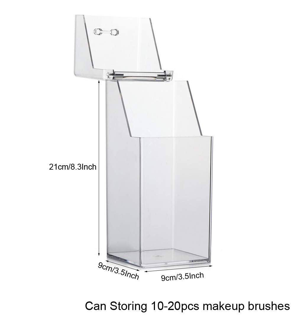 NARAMAX 1PC Clear Acrylic Makeup Brushes Holder with Lid Cosmetic Brushes Organizer Waterproof Cosmetic Storage Display Box Case for Dressing Tables and Vanity
