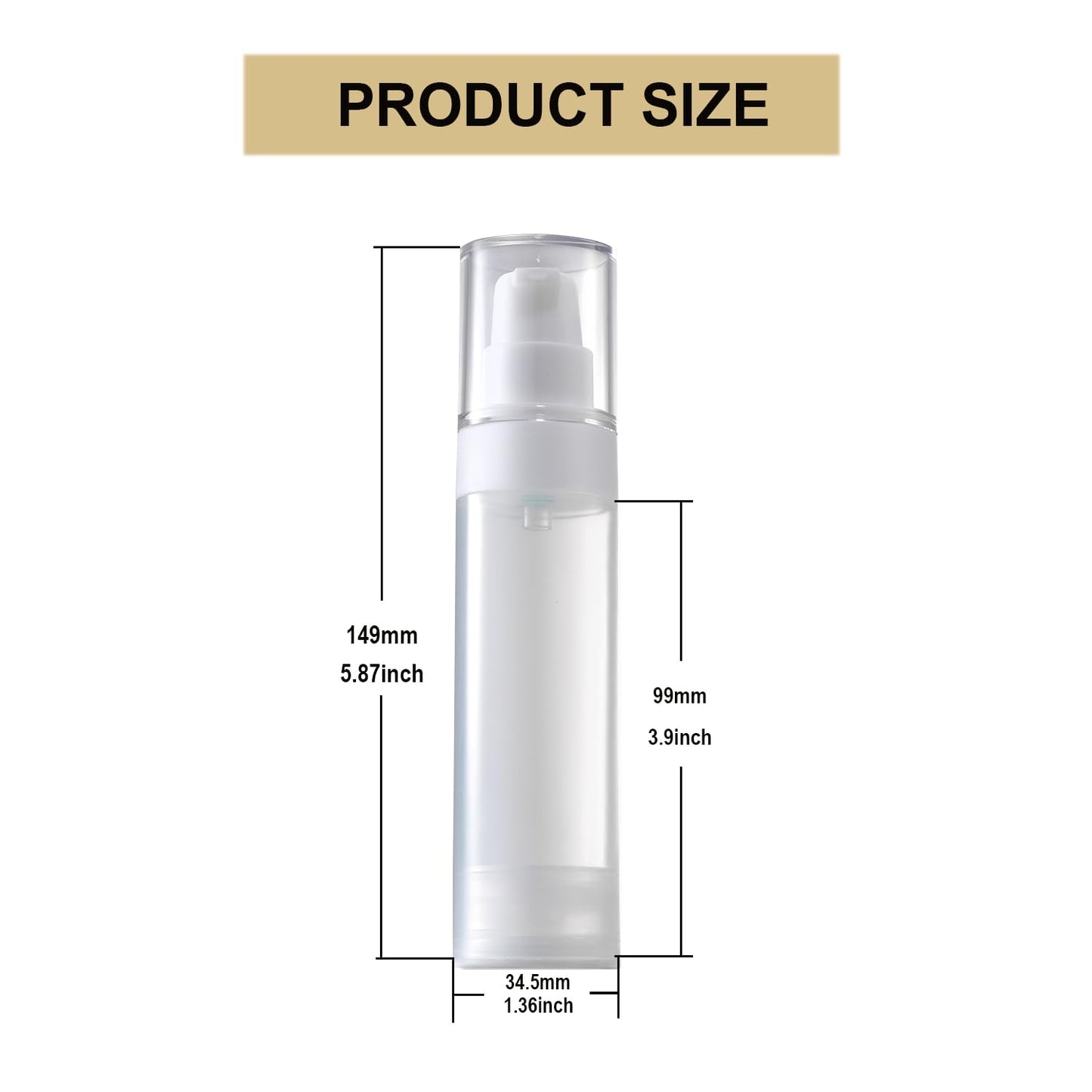 XQNCBY 50ml airless Pump Bottles Travel,Travel Toiletry containers,Lotion Dispenser with Pump,Small Pump Bottle (semi-Transparent, PP-50ml)