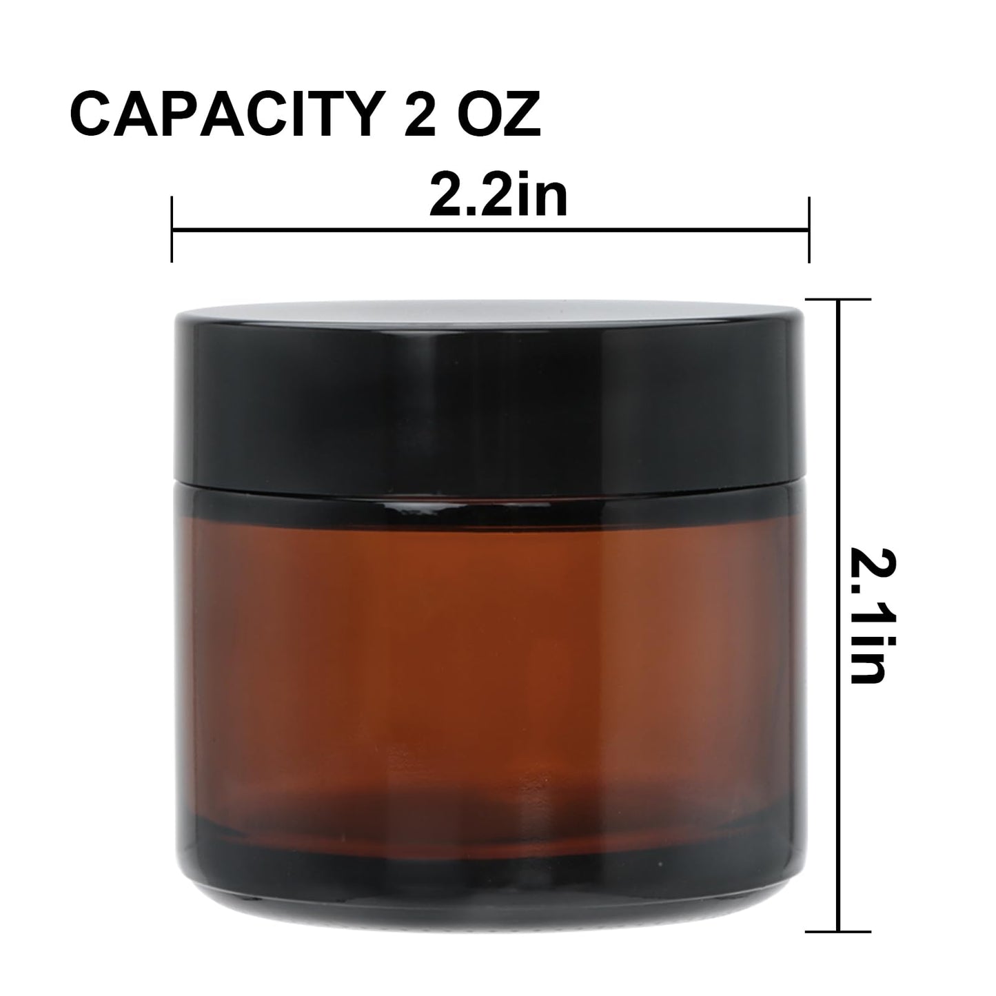 2oz Small Travel Containers with Black Lids,25 Pack Amber Glass Jars with Mini Disposable Spatula for Toiletries，Travel Storage，Makeup Beauty Products, Lotions, Powders and Ointments