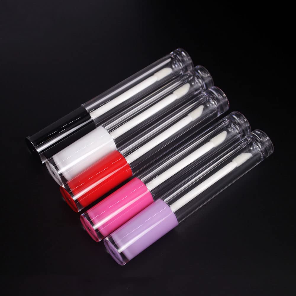 COSIDEA 22 pack empty round 5ml black lip gloss tubes cute lipgloss tube containers with wand wholesale in bulk lip balm container packing (doe foot wand, Black)