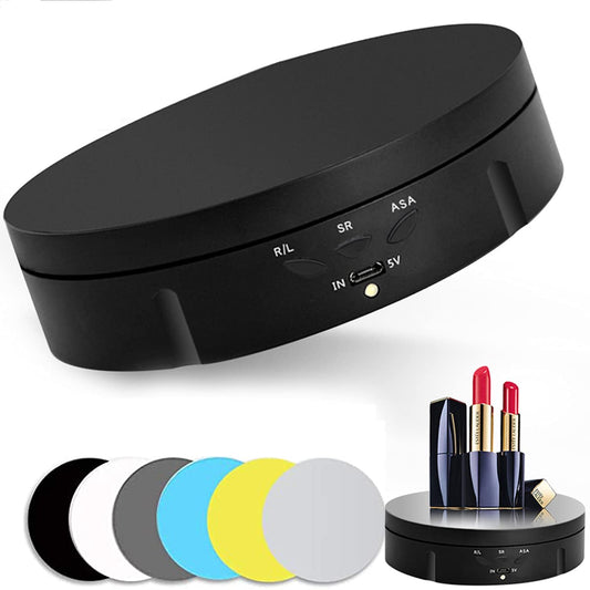 Motorized Rotating Display Stand - 90/180/360 Degree Display, PVC Backgrounds for Product Photography, Jewelry, Watch, 3D Models