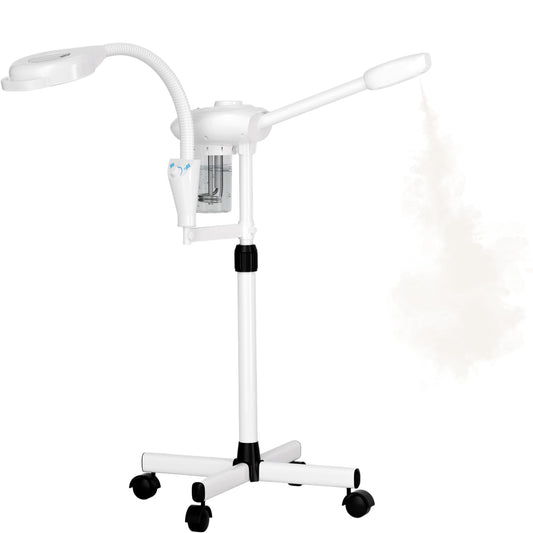 Professional Facial Steamer with Magnifying Lamp, Nano Ionic Face Steamer for Esthetician & Home Spa, Portable Facial Steamer for Deep Cleansing, Home Facial Skin Care Equipment, White
