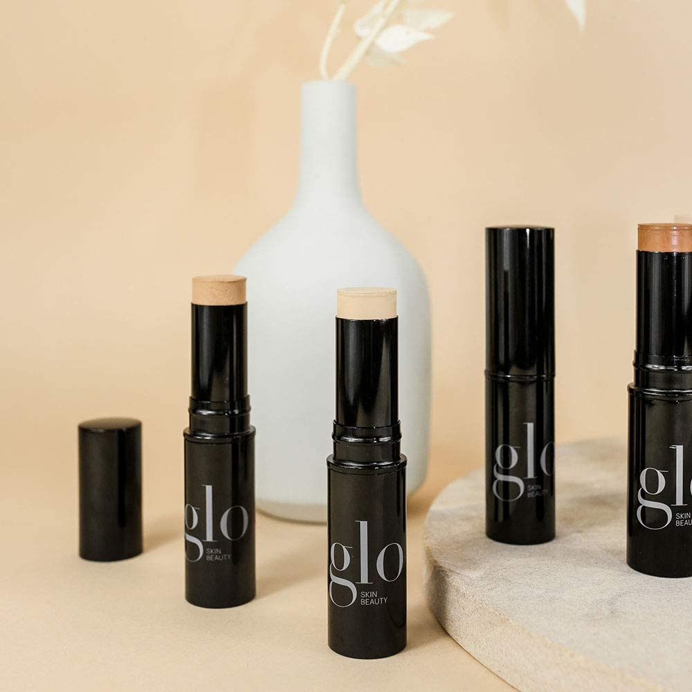 Glo Skin Beauty HD Mineral Foundation Stick - Concealer Makeup Infused with Hyaluronic Acid - Buildable Coverage, Contour & Highlighter (Bisque 2W)