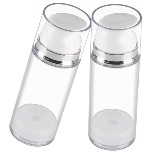 CLISPEED 2PCS 5oz Large Airless Pump Bottles - Travel Size Vacuum Dispenser for Lotions - Creams and Cosmetics Wide Mouth Design for Easy Filling and Dispensing