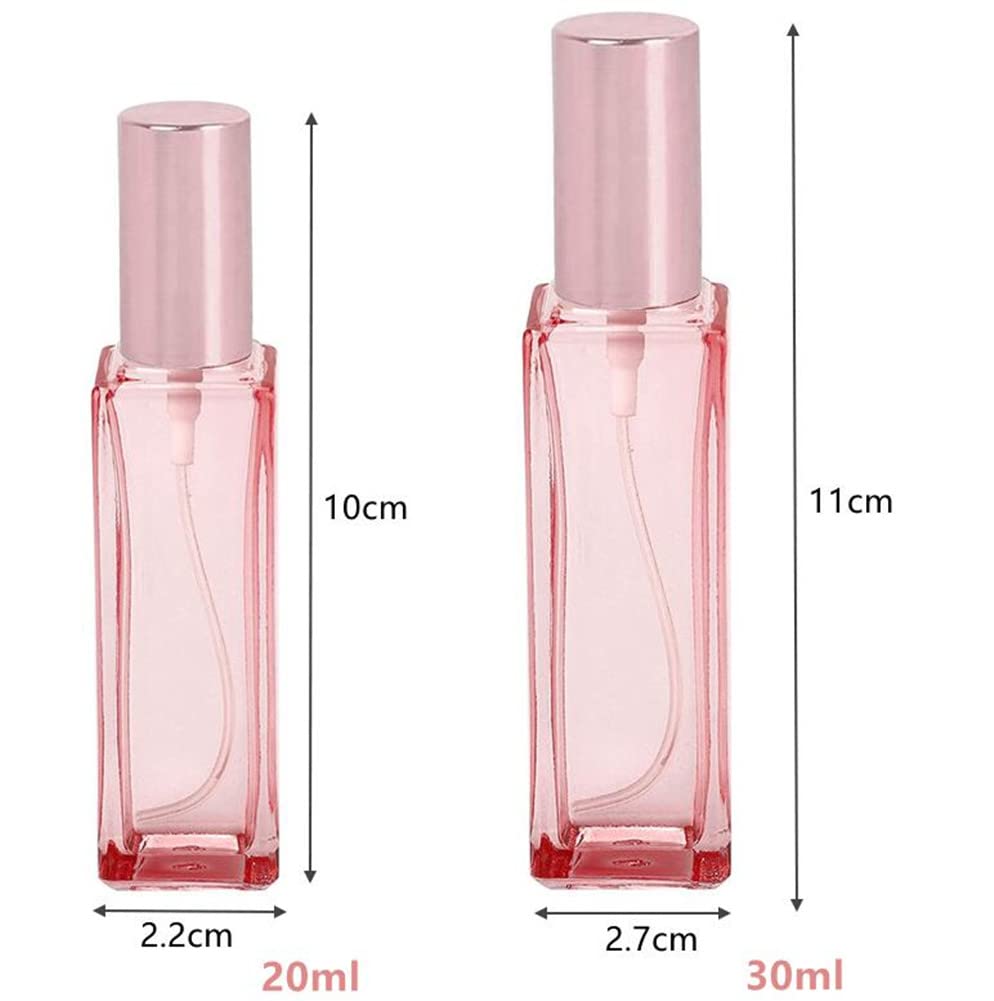 20ML Glass Perfume Bottles Empty Pink Spray Perfume Bottles with Rose Gold Lid Refillable Portable Empty Refillable Perfume Atomizer Vials Refillable Cosmetic Containers for Perfume Essential Oils
