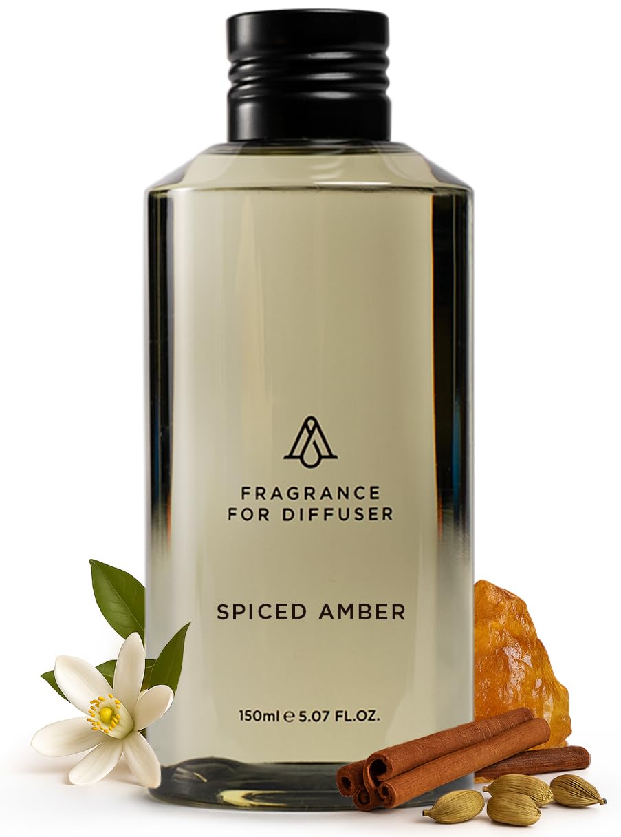 AromaPlan Fragrance Oil Spiced Amber 5 Fl Oz (148ml) Winter Collection | Luxury Hotel Scent Diffuser Oil | Hotel, Home & Spa | Non-Toxic, Made in USA - Bigger Bottle, Bolder Aroma & Longer Lasting