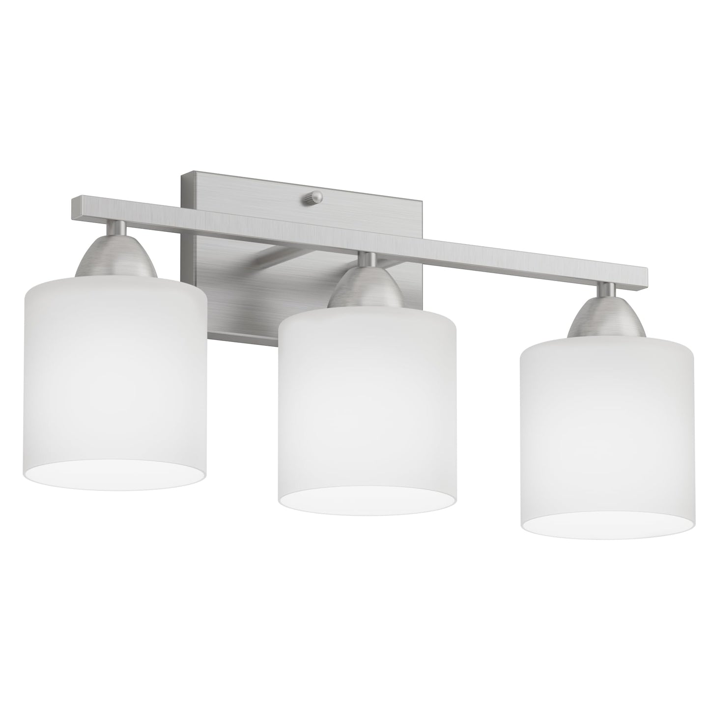 Dekang Bathroom Lighting Fixtures Over Mirror Brushed Nickel, Anti-Rust 3-Light Bathroom Vanity Lights, Modern 18Inches Wall Sconces E26 Base, Milky White Glass Shades, Bulbs Not Included