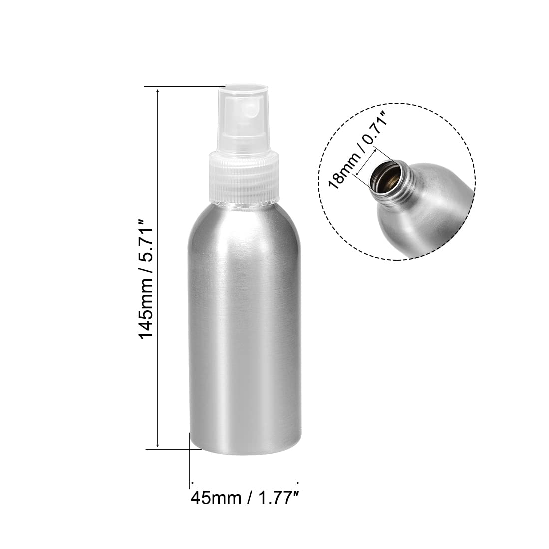 uxcell 3pcs 4oz/120ml Aluminium Spray Bottle with Clear Fine Mist Sprayer, Empty Refillable Container Travel Bottle for Kitchen Bathroom or Plants Water Sprayer