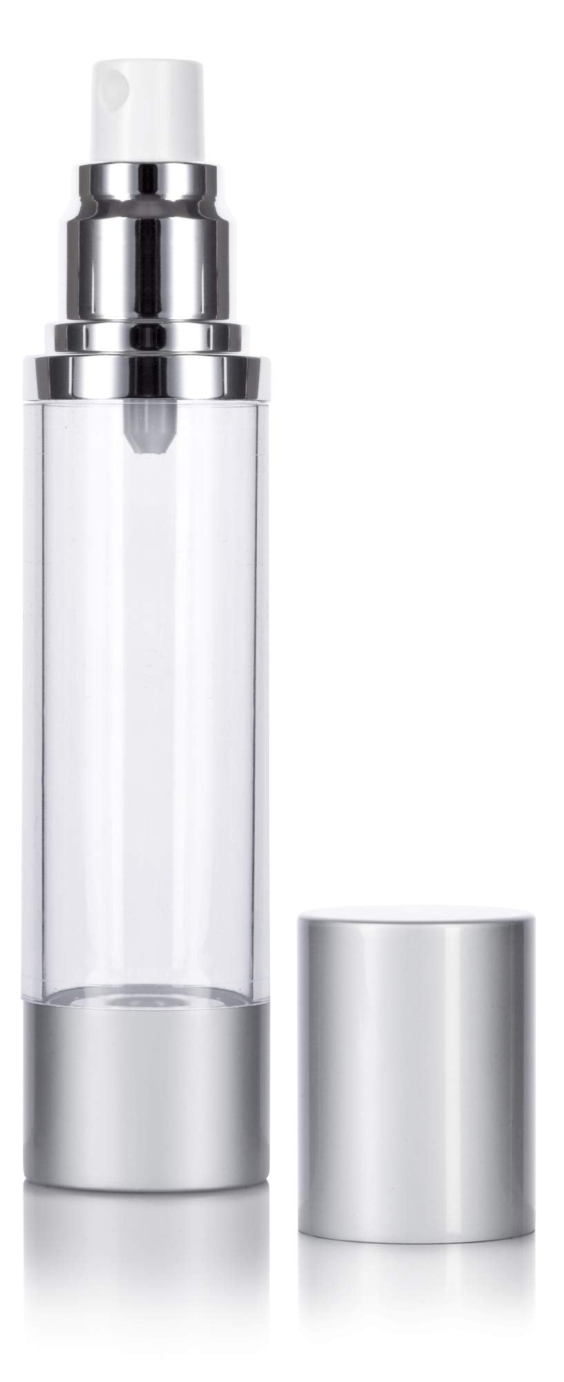 JUVITUS (2 Pack) 1.7 oz Acrylic Airless Spray Bottle Silver Matte Travel Storage