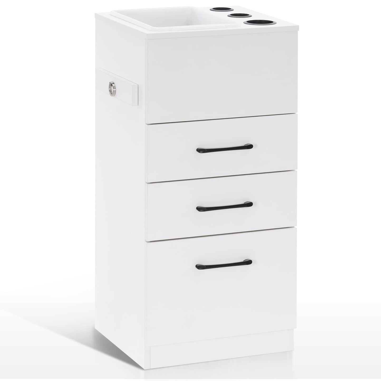 BarberPub Salon Storage Cabinet Beauty Locker Hair Dryer Holder Stylist Spa Equipment with Drawer 2035 (White)