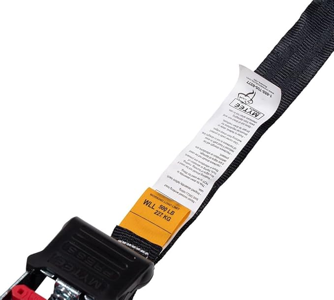 Mytee Products (2 Pack) Auto Retract NO-RATCHETING Ratchet Straps | 1" x 12' Retractable Ratchet Straps with Coated S Hook Tiedowns for Motorcycles, ATVs, Bikes: Tight & Secure Pickup Trailer Tie-Down