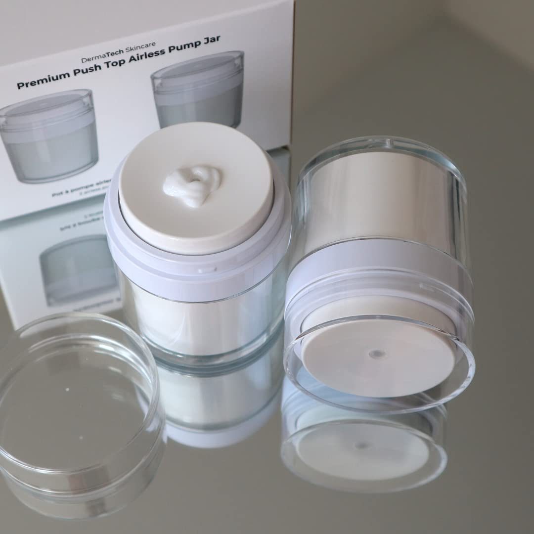 Premium Airless Pump Jars Set of 2 | Push Down Pump Container for Skincare | Moiturizer Container | Airless Pump Bottles 2-Pack