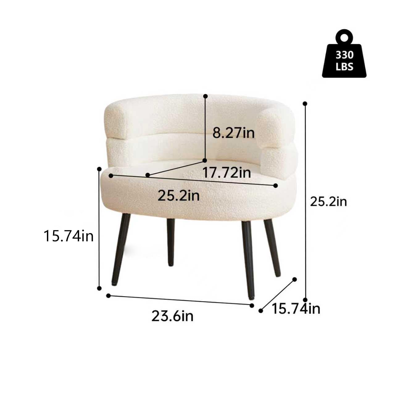 CHIQUERID Makeup Vanity Chairs with Back,Office Desk No Wheels,Comfy Fabric Easy to Install for Living Room,Bedroom,Home,Office,Dressing Room-Beige White