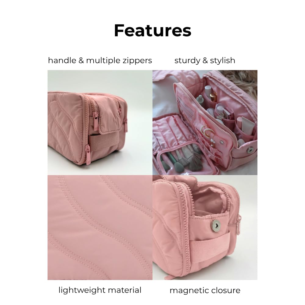 MYTAGALONGS Travel Makeup Bag and Jewelry Organizer- Blush