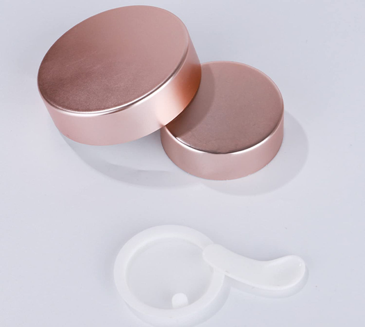 Healthcom 10 Packs 5g/5ml Empty Sample Jars Pink Glass Cosmetic Jar Pot Bottles with Rose Gold Lids Cosmetic Container Refillable Eye Cream Jar Pot Vials for Makeup Lotion Face Eyeshadow Lip Balms