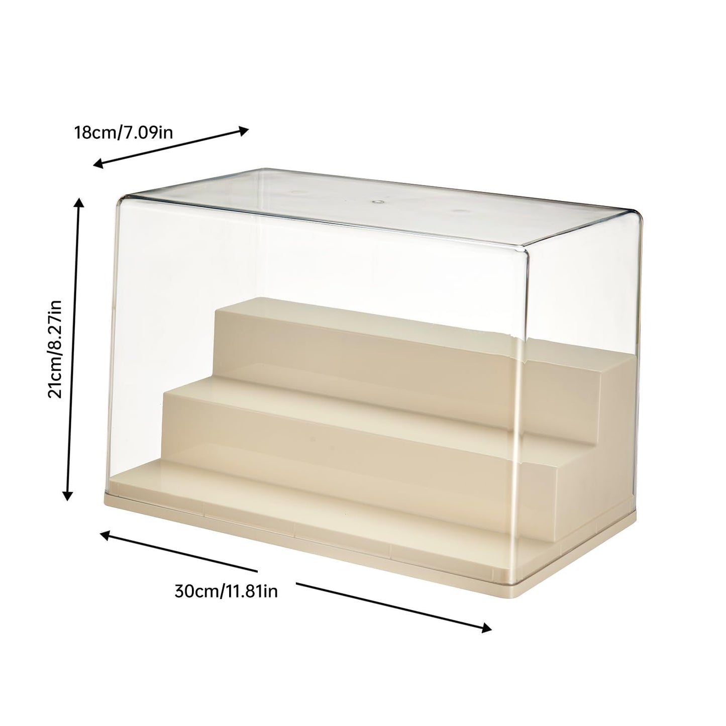 BOHOIDEE 3 Tiers Clear Display Case for Figures, Stackable Acrylic Storage Organizers Box with Cover, Large Dustproof Showcase for Collectibles Action Figure(1, Medium)