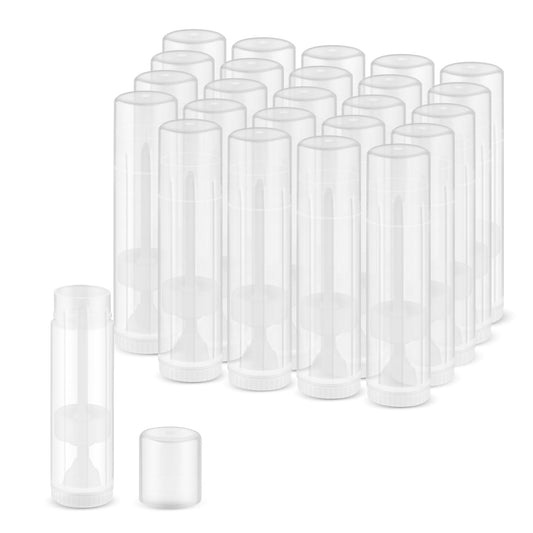 DynnnDy 25Pcs 15g/0.5oz Empty Clear Plastic Lip Balm Tubes Top-fill Lipstick Containers Refillable Homemade Sample Tubes for Chapstick,Lip Gloss,Solid Perfume,Lotion Bar