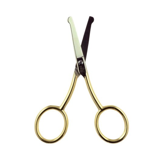 Camila Solingen CS06 Professional Hypoallergenic Gold Plated Rounded Safety Tip Scissors for Facial, Body & Nostril Hair. for Men Women & Kids. Made of Durable Carbon Steel in Solingen, Germany