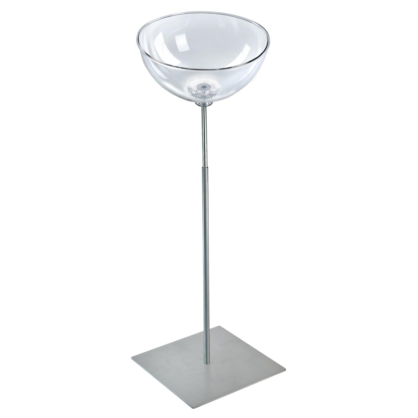 Azar 700972 Pedestal Bowl Floor Display Stand – 12" Clear Acrylic Bowl on Heavy-Duty Square Metal Base, Freestanding Merchandising Fixture for Retail, Events & Trade Shows