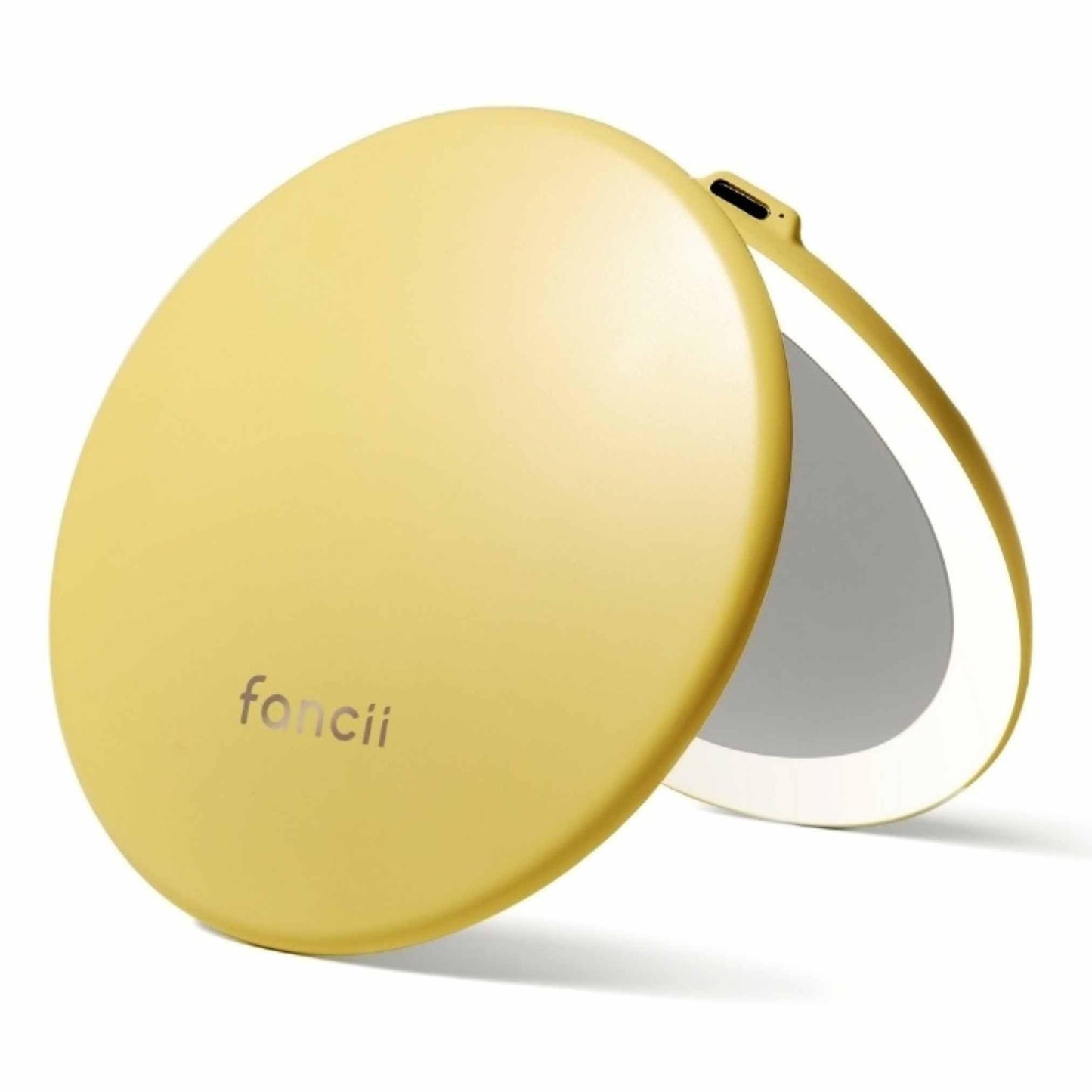 Fancii Taylor Travel Makeup Mirror with LED Light, Rechargeable, 10x /1x Magnifying, Tru-Glow Lighting System, XL Large 5” Wide | Compact Mirror for Purses (Marigold)
