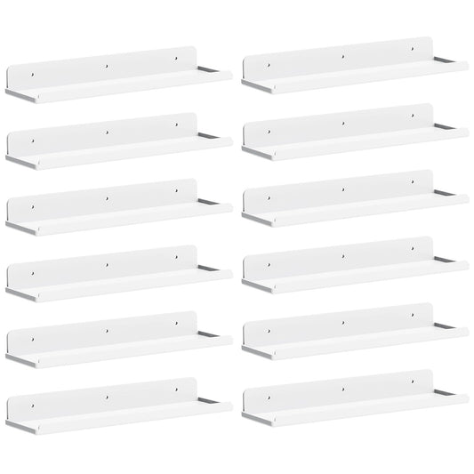 Lifewit Floating Shelves for Wall, Acrylic Display Shelf Wall Mounted for Figure, Car, Art, Book, 14" Perfume Organizer for Bathroom, Bedroom, Living Room, Nursery, Home Decor, White, 12 Pack