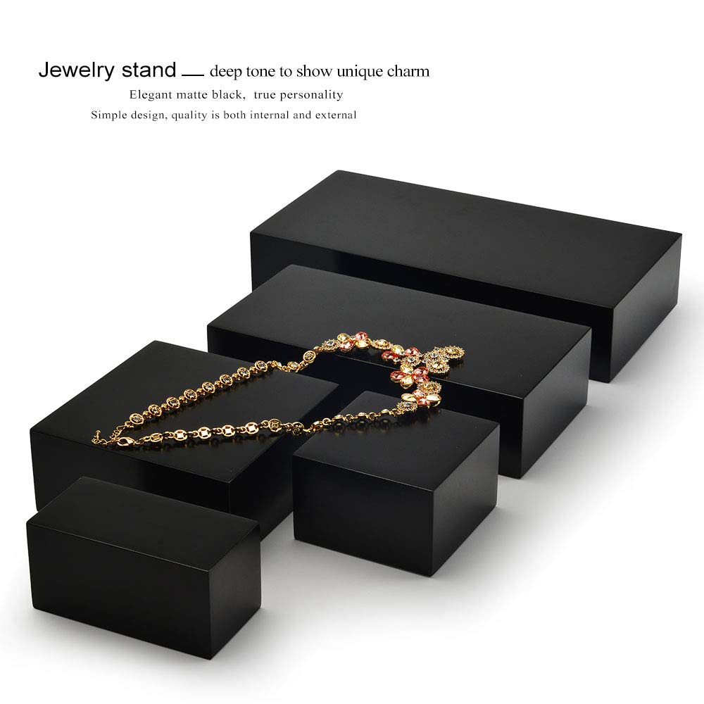 Oirlv Solid Wood Minimalism Style Jewelry Display Stand Showcase Jewelry Organizer Black Square Holder (SM05301)