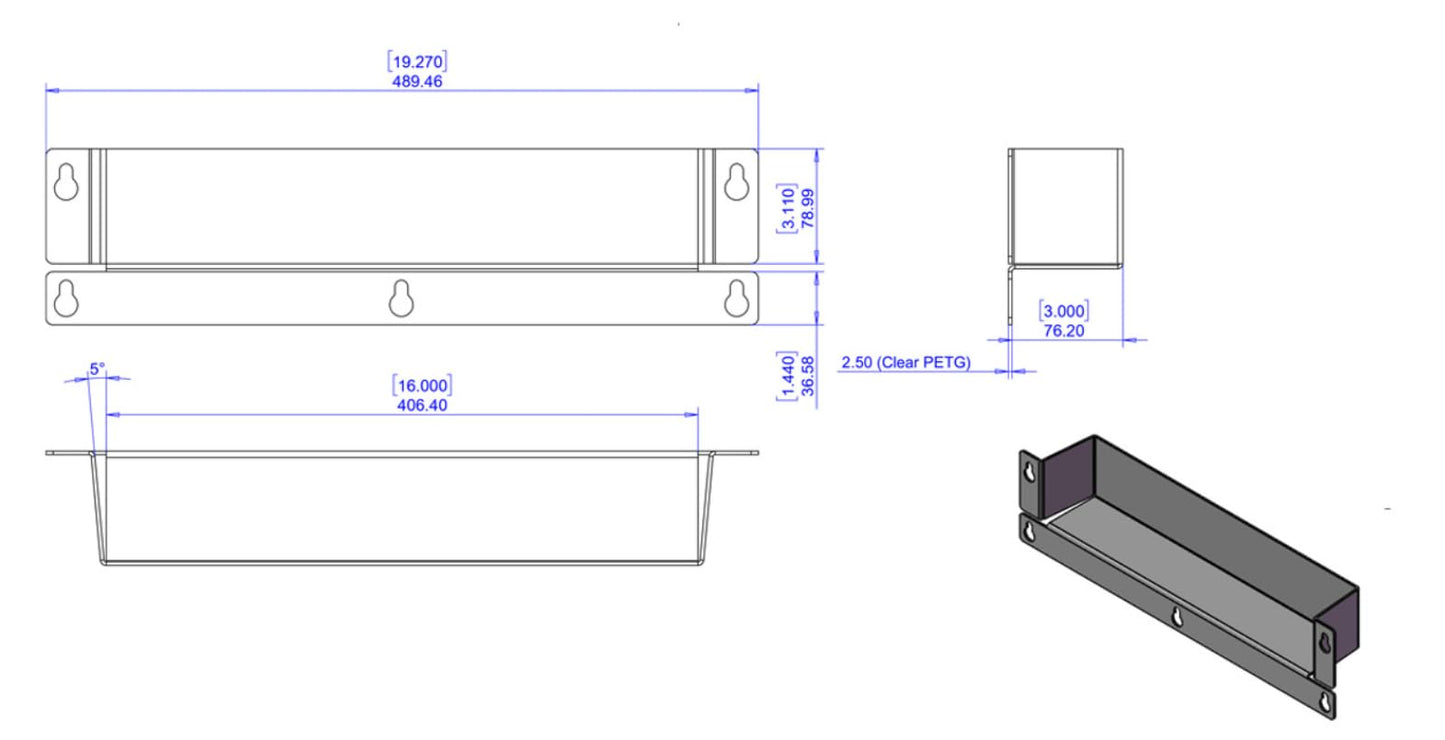 THE GLOBAL DISPLAY SOLUTION | Cooler Door Shelf with 5 Suction Cups | 16" W x 3.25" H x 3" D