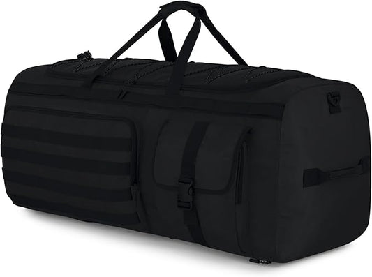 Gonex 130L Extra Large Duffel Bag for Men, Heavy Duty 3 in 1 Convertible Carry Travel Duffle, with Shoe Compartment, Tactical Loops, Sports Gear Bag for Family Trips (Black)