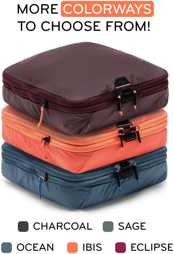 Peak Design Packing Cube, Eclipse, Weatherproof Luggage Cube with Dual Compartment Organization, Expansion and Compression, Zipper Opening, Travel Organizer for Men and Women, Size M