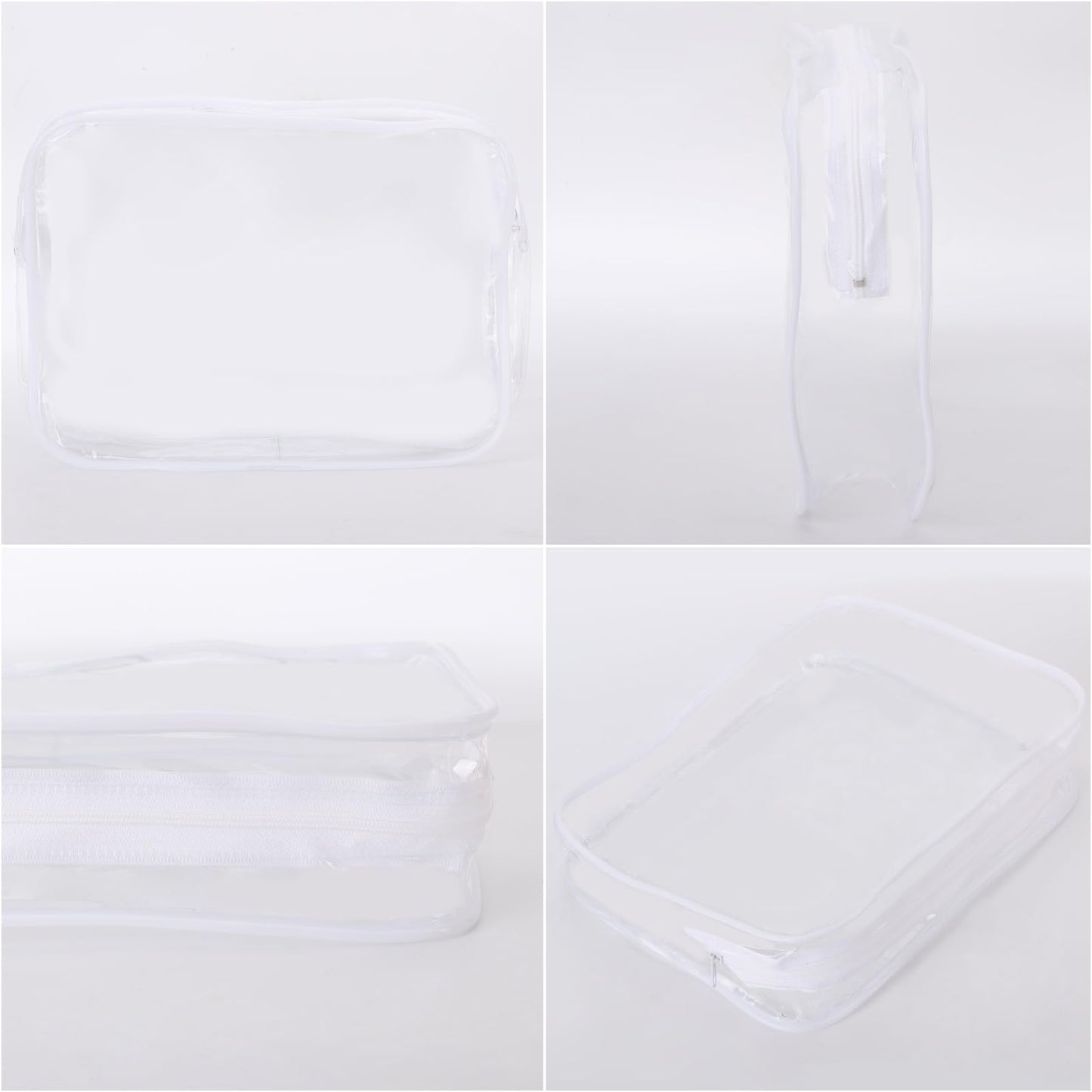 Tbestmax 10 Pack Clear Cosmetic Bags Makeup Bags Portable Waterproof TSA Approved Travel Toiletry Bags Large Organizer White, 9.8" x 7.1" x 2.4"