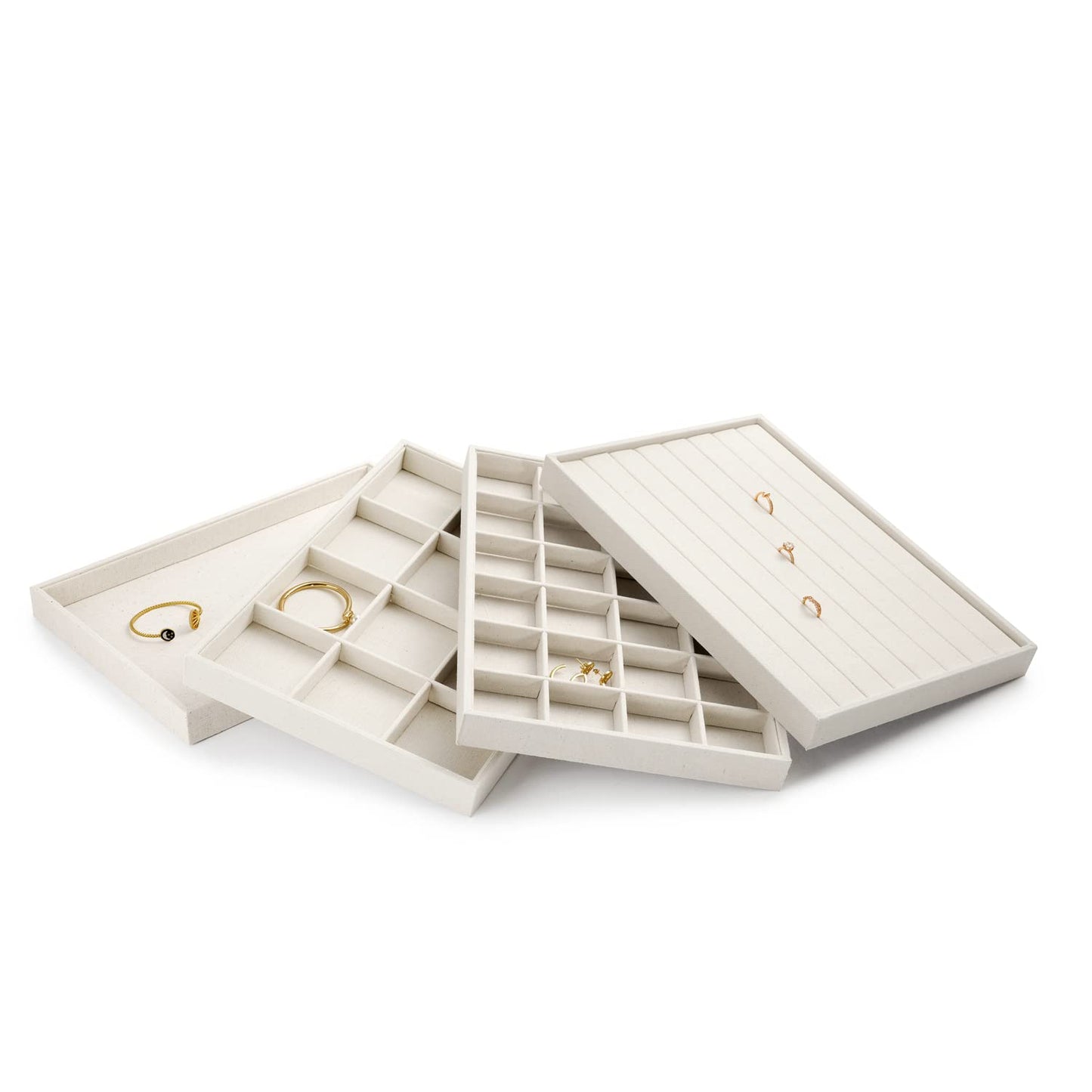 Oirlv Stackable 12 Girds Jewelry Trays Jewelry Storage Tray Showcase Display Organizer(13.8" X 1.4"X 9.4")