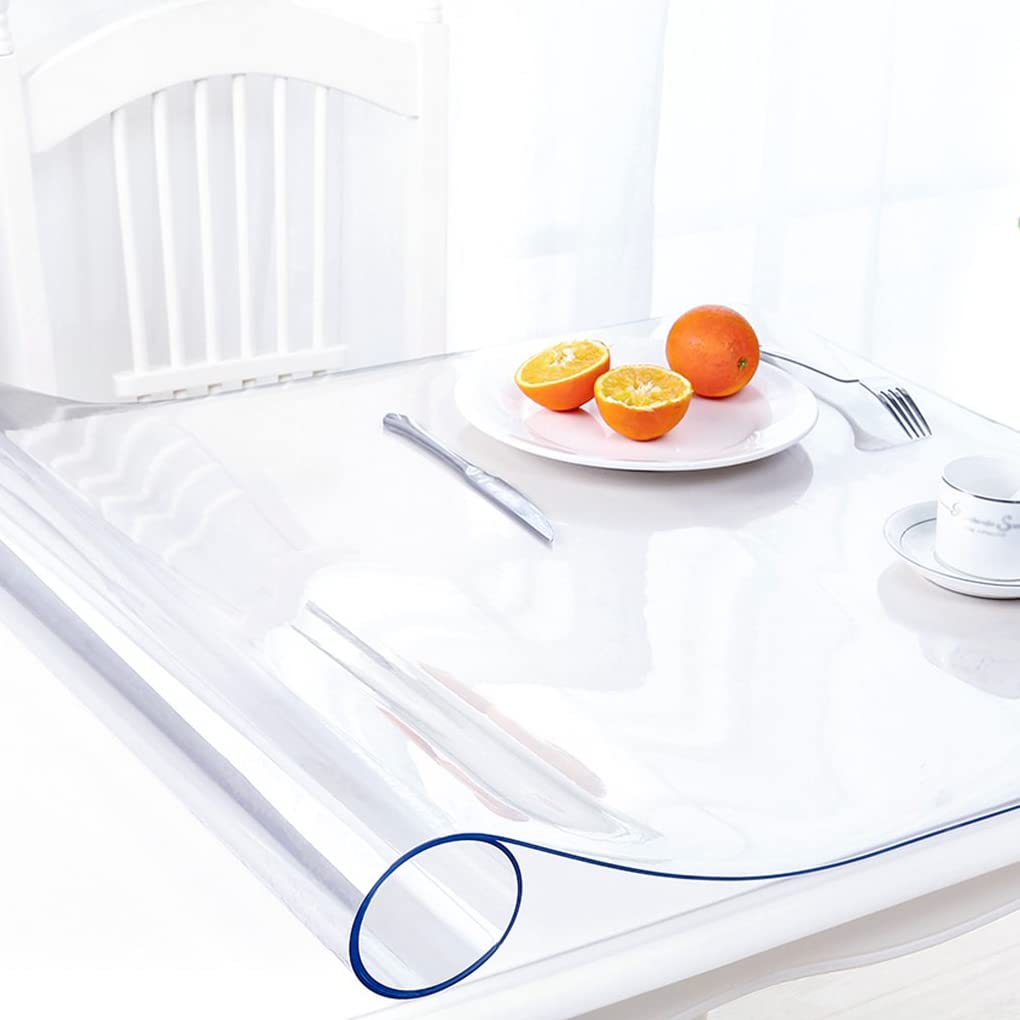 AimerGro 48x48 Inch Clear PVC Table Cover Protector, 1.5mm Thick, Transparent, Rectangular, Minimalist, Anti-scratch, Wipeable, Easy Clean, Wood Marble Glass Tabletop Protection