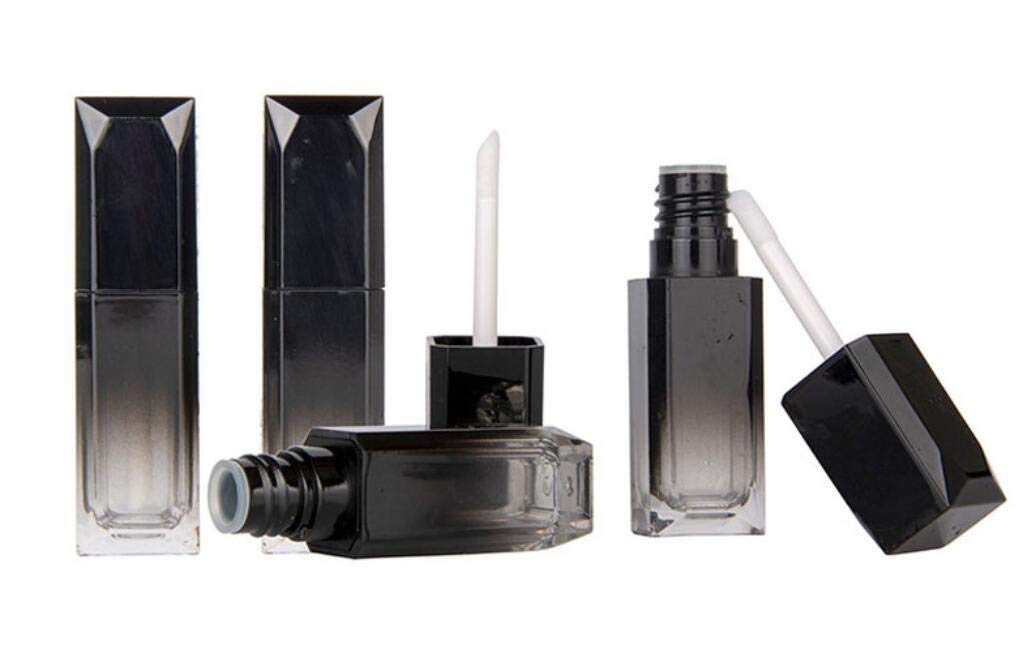 CTKcom 5ML Lip Gloss Tubes: 10pc Gradient Black Lipstick Plastic Square Lip Gloss Tube with Brush - DIY Lipstick Storage for Women Girls