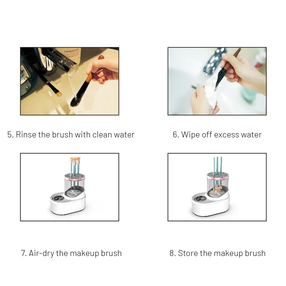 Glomora 3 in 1 Electric Makeup Brush Cleaner and Dryer Machine, Automatic USB Rechargeable with High Speed Rotation, Transparent Storage Case for Home, Model HZ-008
