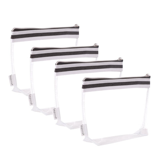Augbunny Multi-purpose Waterproof Clear Vinyl Zippered Toiletry Cosmetics Makeup Pouch With French Tape 4-pack