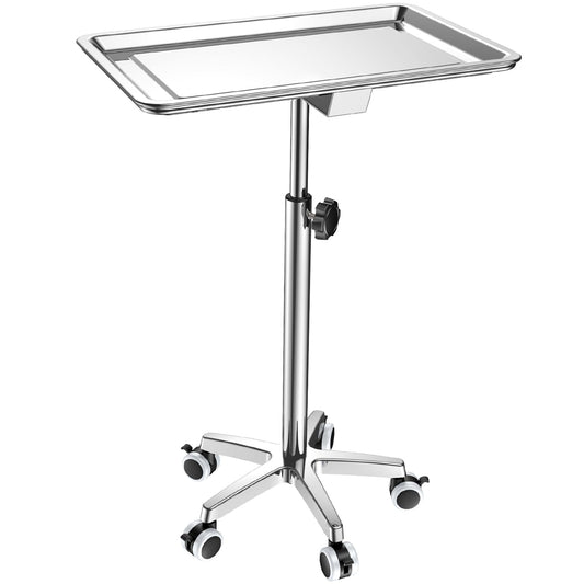 ChoJiah Extra Large Mayo Stand Rolling Salon Tray on Wheels Hairstylist Tray Heavy Duty Tattoo Tray, Ideal Use for for Hair Salon Dental Hairstylist Cart