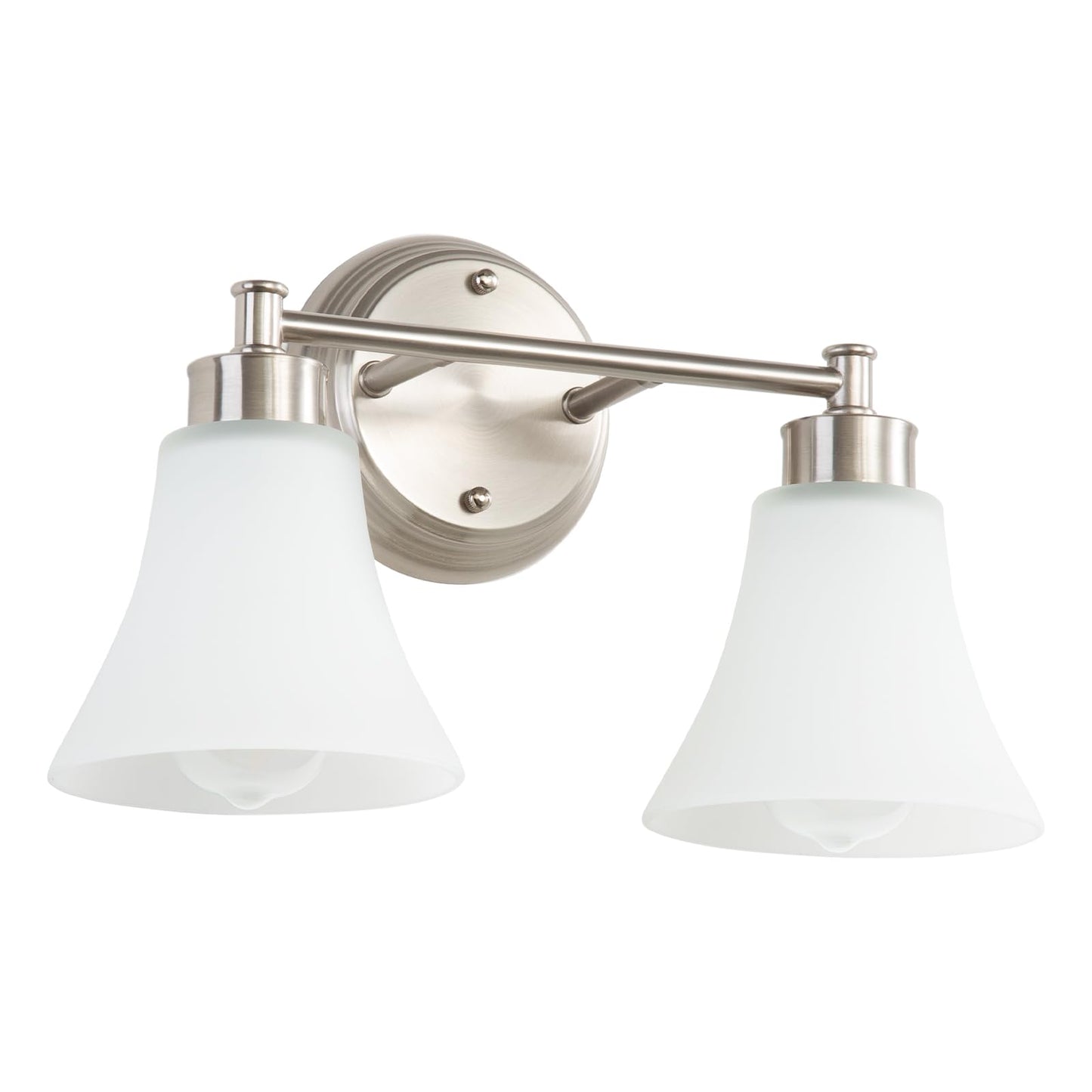 LOUSACE 2 Light Bathroom Vanity Light Brushed Nickel Bathroom Lighting Fixtures Over Mirror with Opal White Frosted Glass, Vintage Traditional Wall Lighting Fixture Satin Nickel Vanity Lights